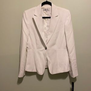 TAHARI ASL | Classic White With Pinstripe Single Button Blazer | NWT